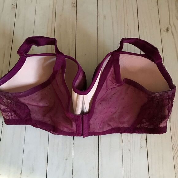 Torrid Curve burgundy lace bra SZ 44DDD underwire padded sexy full coverage - Picture 4 of 7